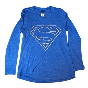 DC Comic Superman Women's XL Blue Long Sleeve Pullover Lightweight Sweater